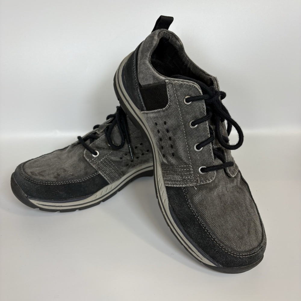 Skechers Relaxed Fit Shoes Mens 8 Black Gray Air Cooled Memory Foam 65765